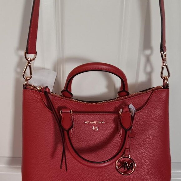 NWT Michael Kors Austin Medium Satchel-Shoulder Bag -Terracotta Pebbled Leather - Picture 7 of 16